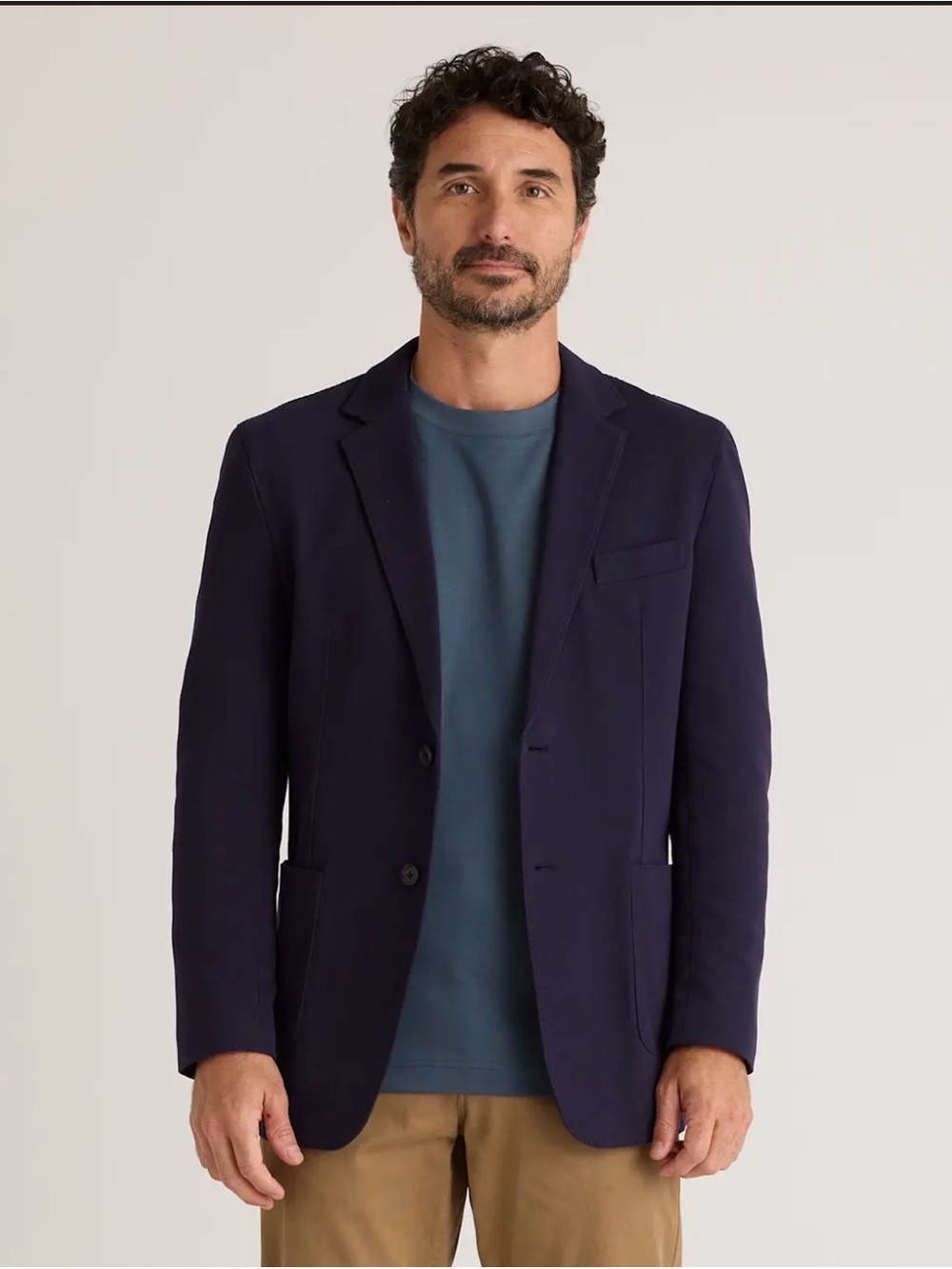 Quince Cotton Pique Knit Blazer Navy XL New with tags